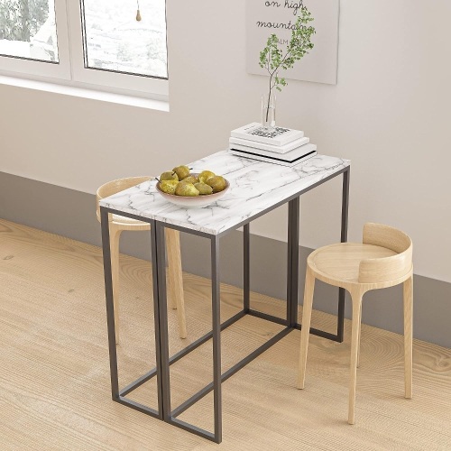  Tilly Lin 36" Faux Marble Console Table for Entryway, Modern Sofa Table for Living Room, White Marble Hallway Table, Dining Room Bar Table, Display... - Lot 366