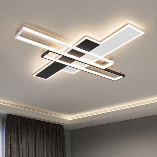  OKES LED Ceiling Light Fixture,85W Flush Mount Ceiling Lights with Remote,Black Square Acrylic Modern Ceiling Lamp for Bedroom,Kitchen,Living Room,Study...Size:Square - Lot 389