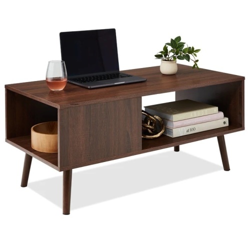 Wooden Mid-Century Modern Coffee Accent Table w/ Open Storage Shelf - Lot 317