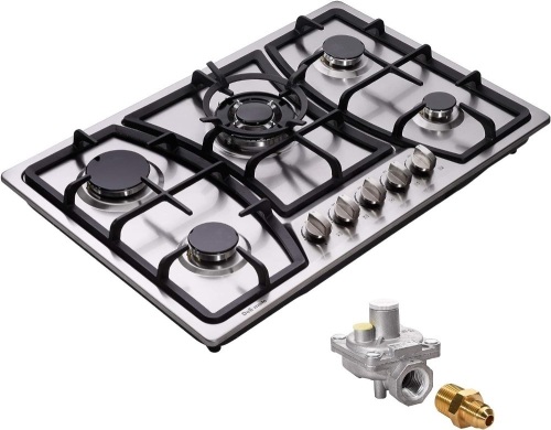 30 Inch Gas Cooktop LPG/NG Convertible Gas Burner Stainless Steel Gas Hob Built-In Gas Cooktop DM527-SA03Z Gas Stovetop - Lot 555