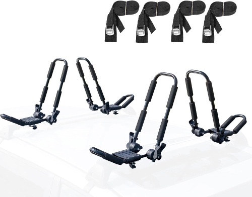  Leader Accessories Folding Kayak Rack 4 PCS/Set J Bar Car Roof Rack for Canoe Surf Board SUP On Roof Top Mount on SUV, Car and Truck Crossbar with 4 pcs Tie... - Lot 562