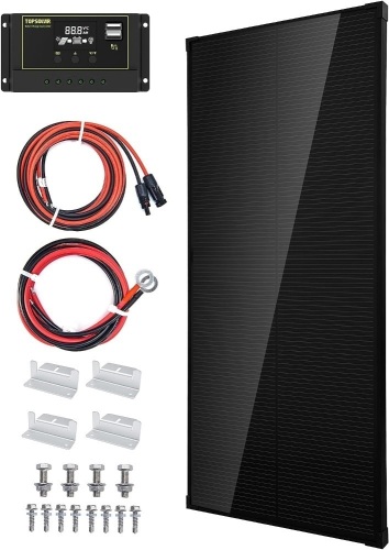  Topsolar Solar Panel Kit 100 Watt 12 Volt Monocrystalline Off Grid System for Homes RV Boat + 30A 12V/24V Solar Charge Controller +Solar Cables + Z-Brackets... - Lot 563