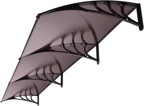  VIVOHOME Polycarbonate Window Door Awning Canopy Brown with Black Bracket 40 Inch x 120 Inch - Lot 32