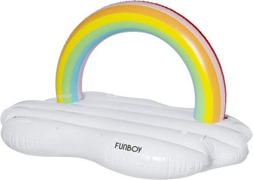 FUNBOY Giant Inflatable Luxury Rainbow Cloud Island Daybed Pool Float, Floating Bed, Two Cup Holders, Luxury Float for Summer Pool Party and Entertainment - Lot 567