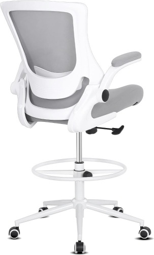 Misolant Tall Office Chair, Drafting Chair for Standing Desk, Office Chair with Adjustable Lumbar Support, Flip-up Arm and Move Footrest Ring, Ergonomic... - Lot 525