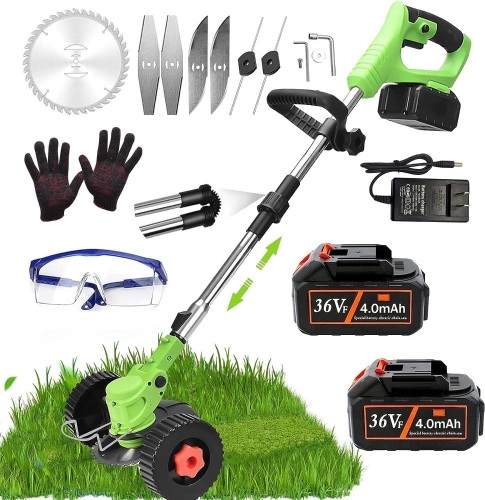 Cordless Electric Weed Wacker 36V Grass Trimmer,Weed Eater Cordless String Trimmer Battery-Powered,Electric Brush Cutter with 2 Battery and Charger - Lot 540