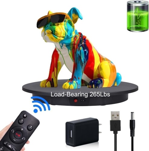 JAYEGT Motorized Rotating Display Stand, 16.5inch / 265 Lbs Load,Wireless，360 Degree Electric Rotating Turntable for Photography Products Display，Live Video - Lot 545