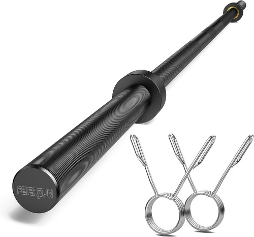 FEIERDUN Olympic Barbell 47IN/4FT/5FT/6FT/7FT for for Weightlifting, Alloy Steel, Center knurl, Suitable for 2 inch Weight Plates - Lot 573