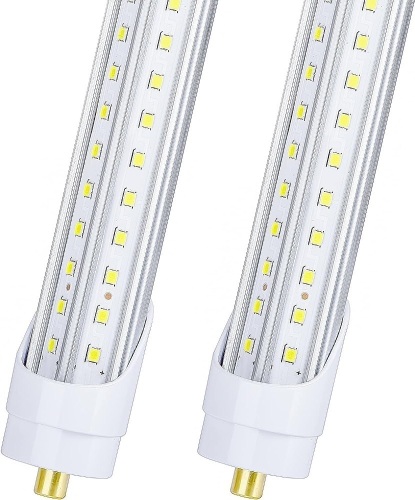GAYUSAN 8FT LED Tube Lights, 72W 9500lm 6500K,T8 FA8 Single Pin LED Bulbs(150W LED Fluorescent Bulbs Replacement), V Shaped Double-Side, Clear Coveral-Ended... - Lot 580