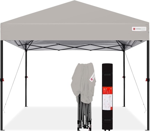 Best Choice Products 10x10ft 1-Person Setup Pop Up Canopy w Portable Tent Shelter Button/ 1-Button Push Carry, Straight Legs, Wheeled Carry Case, Stakes -... - Lot 586