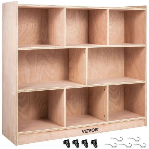 VEVOR Classroom Storage Cabinet Plywood 8-Section 36 Inch High with Casters - Lot 95