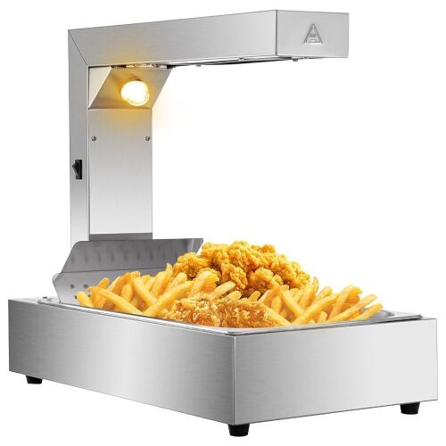 VEVOR 110V 900W Fry Heat Lamp with Detachable Bent Drain Board Drip Pan 23" x 13.5", 86℉-185℉ - Lot 97