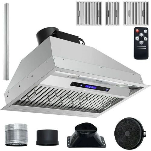 VEVOR Insert Range Hood, 900CFM 4-Speed, 30 inch Stainless Steel Built-in Kitchen Vent Hood with Touch & Remote Control LED Lights Dishwasher-Safe Filters, Ducted/Ductless Convertible, ETL Listed - Lot 340