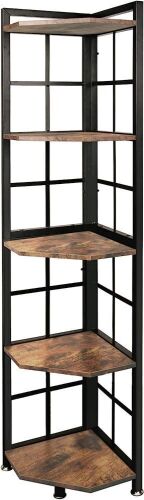 Becko Corner Shelf 5 Tier Industrial Corner Bookcase  - Lot 341