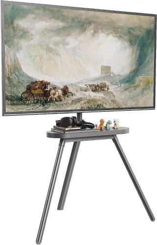 Easel TV Stand for 43 to 65" TVs, Hold up to 88lbs, Height Adjustable Tripod with Shelf/Snap Lock/Anti-Tip Strap, Max VESA 400x400mm  - Lot 346