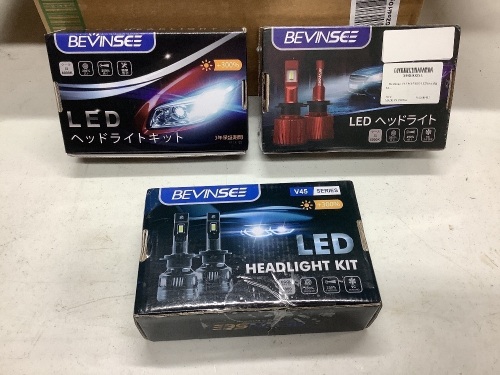 Lot of (3) Bevinsee LED Headlight Bulbs  - Lot 538