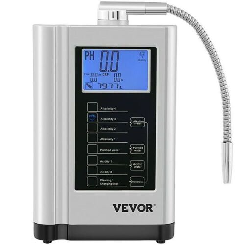 VEVOR Water Ionizer Machine Alkaline Acid Water Purifier PH3.5-10.5 w/ 3.8" LCD Panel , 7 Water Settings, up to 1200PPM TDS & -500mV ORP - Lot 644