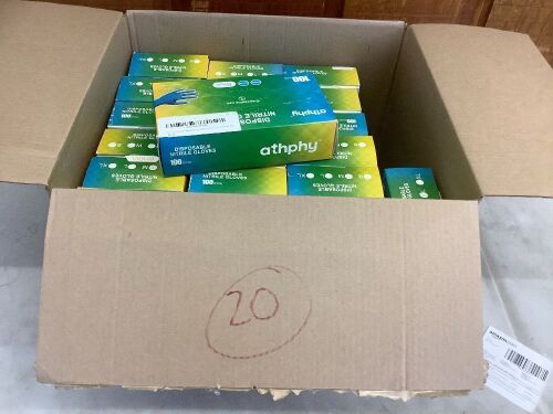 Lot of (20) Athphy Disposable Nitrile Gloves, 100pcs - Lot 746