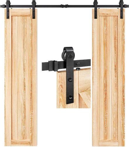 EaseLife 6.6 FT Double Door Sliding Barn Door Hardware Track Kit, Basic J Pulley, for Double 20" Wide Door - Lot 207