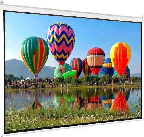 VIVO 100 inch Diagonal Projector Screen, 16:9 Projection HD, 4K 3D 1080P HD Manual Pull Down - Lot 216