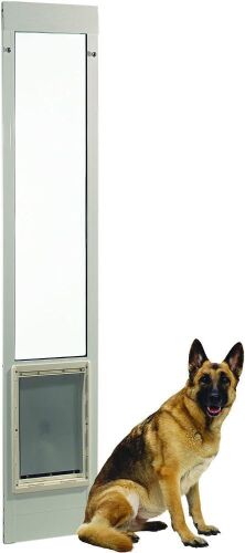 Aluminum Pet Patio Door, Adjustable Height 77-5/8" to 80-3/8", 15" x 20" Flap Size, White  - Lot 260
