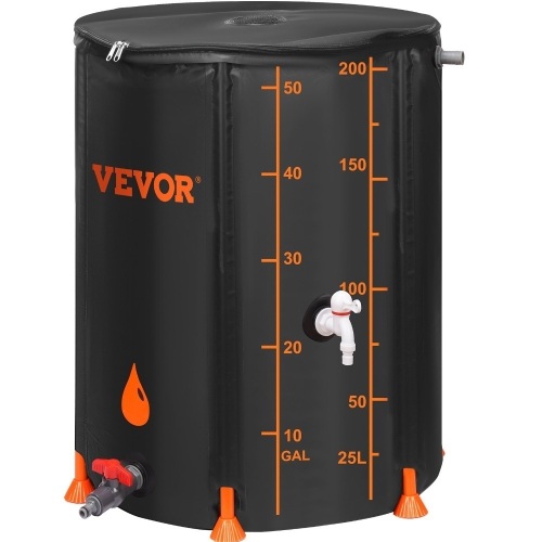 VEVOR Collapsible PVC Rain Barrel, 53 Gallon Large Capacity - Lot 589
