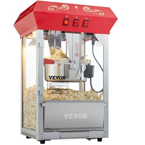 VEVOR 8 Oz Countertop Popcorn Maker 850W 48 Cups Red - Lot 35