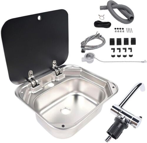 Kitchen RV Sink with Faucet & Cover  - Lot 134