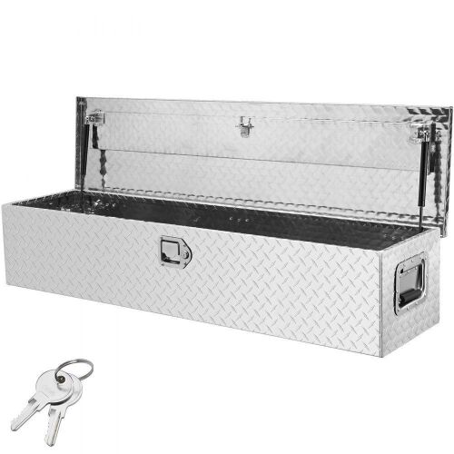 VEVOR Heavy Duty Aluminum Diamond Plate Truck Bed Tool Box with Side Handle and Lock Keys - Small Dent on Top  - Lot 77
