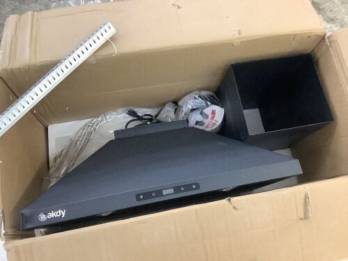 AKDY 30 in. 343 CFM Convertible Kitchen Island Mount Range Hood in Black Painted Stainless Steel with Touch Control - Lot 524