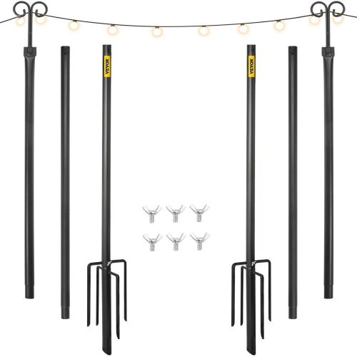 VEVOR Outdoor Powder Coated Stainless Steel Lamp Post with Hooks to Hang Lantern and Flags 9.7', 2 Pack  - Lot 518