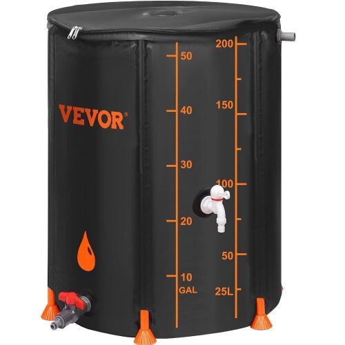 VEVOR PVC Rainwater Collection System with Spigots and Overflow Kit, 53 Gallon Large Capacity - Lot 482