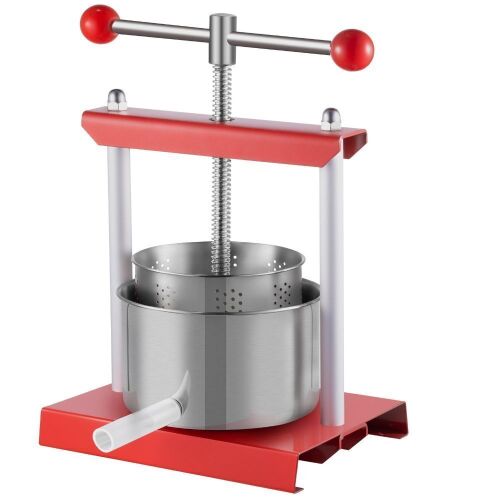 VEVOR Fruit Wine Press Machine with 2 Stainless Steel Barrels, 0.9Gal with T-Handle and 0.1" Thick Plate - Lot 288