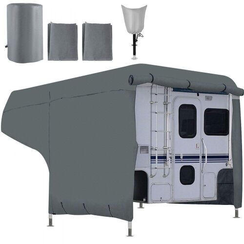 VEVOR 8'-10' Windproof RV & Trailer Cover, Extra-Thick 4 Layers, Waterproof Ripstop Anti-UV with Adhesive Patch & Storage Bag - Lot 427