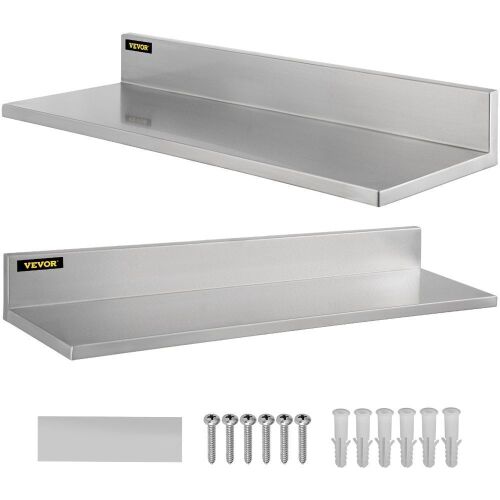 VEVOR Stainless Steel Wall Shelf Commercial Kitchen Shelf 8.6'' x 16'' 2pcs  - Lot 224