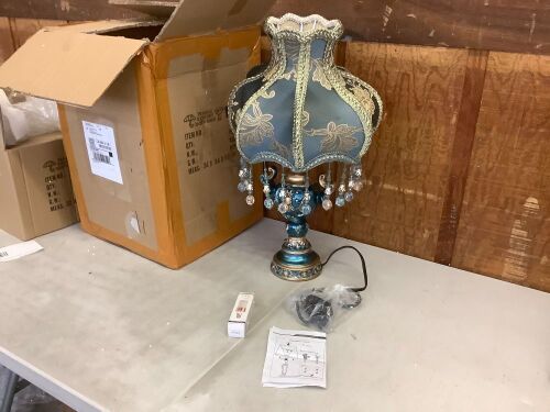 Blue Table Lamp with Fabric Shade - Lot 396