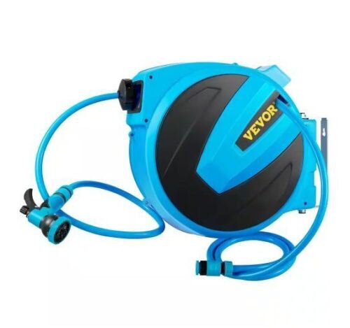 VEVOR Retractable Hose Reel 5/8 in. x 65 ft. Wall Mounted with Swivel Bracket and 7 Pattern Nozzle Water Hose - Lot 84
