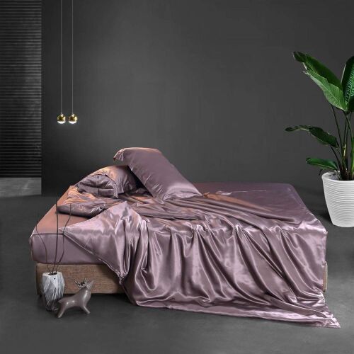 THXSILK 19mm 4 Piece Silk Duvet Cover Set, Purple, Cal King - Lot 148