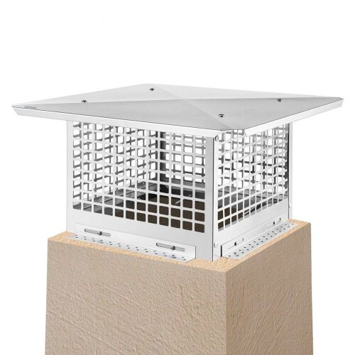 VEVOR 13" x 13" Stainless Steel Fireplace Chimney Cover, Adjustable Metal Spark Arrestor with Bolts Screws, for Existing Clay Flue Tile - Lot 436