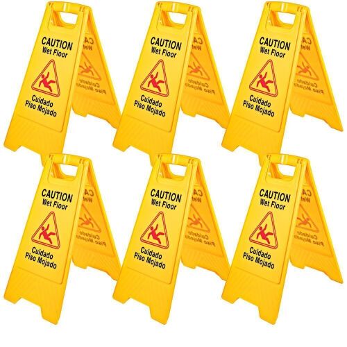 VEVOR 25" Double Sided Bilingual Caution Wet Floor Sign, 6 Pack  - Lot 156