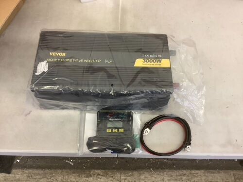 VEVOR 3000W Modified Sine Wave Inverter, DC 24V to AC 120V, LCD Display, Remote Controller, LED Indicator - Plastic Knob Broken  - Lot 458