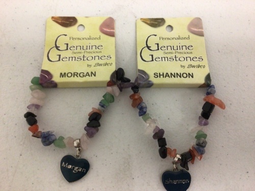 Lot of (2) Semi-Precious Gemstone Name Bracelets Morgan and Shannon, Appears New, Sold As-is - Lot 295