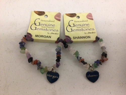 Lot of (2) Semi-Precious Gemstone Name Bracelets Morgan and Shannon, Appears New, Sold As-is - Lot 305