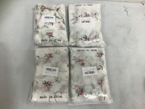 Lot of (4) Embroidered Vine and Flower Pastoral Window Valance, Appears New, Sold As-is - Lot 407