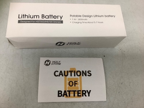 Lithium Battery for HS700D/HS720 Drone, Appears New, Sold As-is - Lot 438