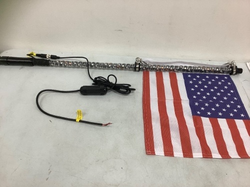 3' Color LED Lighted Pole w/ Flag, E-Comm Return Missing Remote, Sold As-is - Lot 410