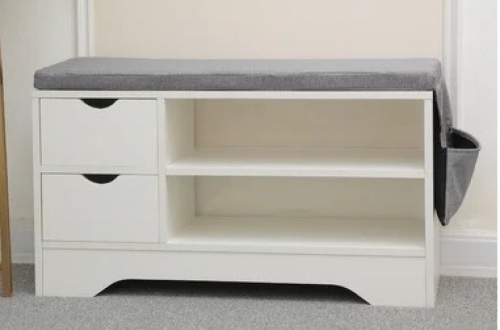 Shoe Storage Bench With Gray Cushion, Appears New, Sold as is - Lot 481