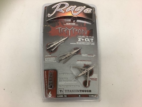 Rage Trypan 2 Blade 100 Gr Broadheads, Appears New, Sold as is - Lot 686