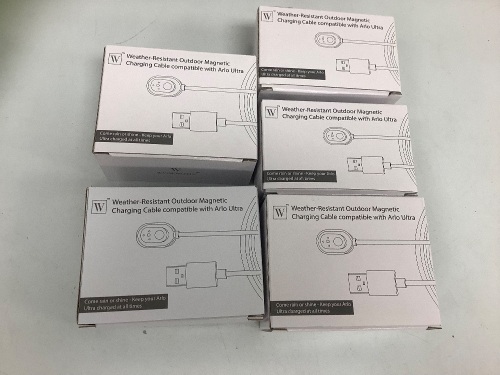 Lot of (5) Weather Resistant Outdoor Magnetic Charging Cables for Arlo Ultra, Appears new, Sold as is - Lot 82
