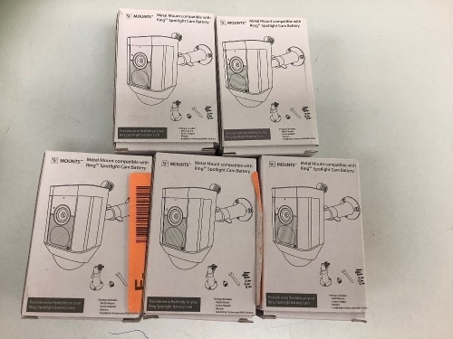 Lot of (5) Metal Mount for Ring Spotlight cam Battery, Appears New, Sold as is - Lot 92